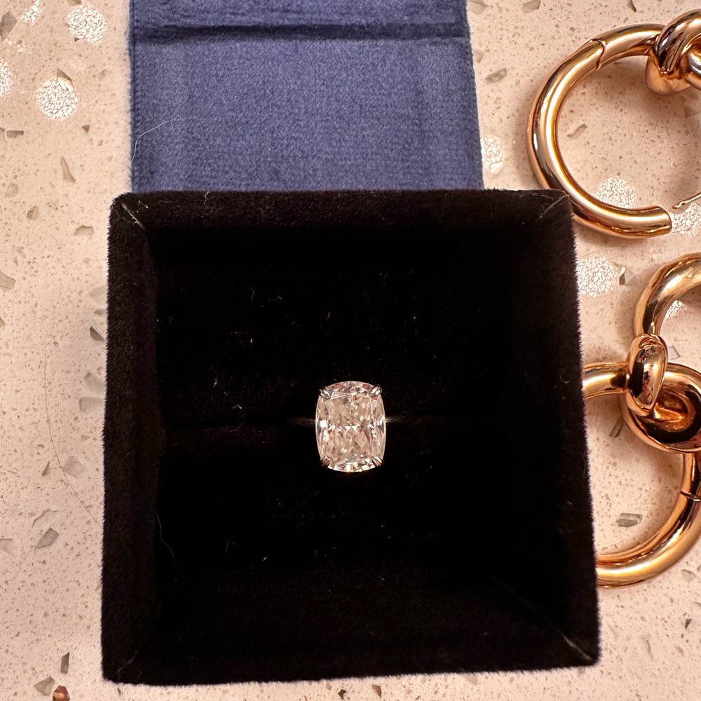 4.5 CT Elongated Cushion Cut Moissanite Solitaire Engagement Ring | 5.5